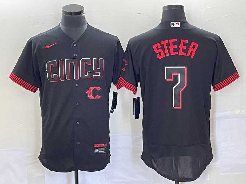 Men's Cincinnati Reds Spencer Steer Black 2023 City Connect Flex Base Stitched Jersey,We sell and wholesale Men's Cincinnati Reds Spencer Steer Black 2023 City Connect Flex Base Stitched Jersey on line form chian!